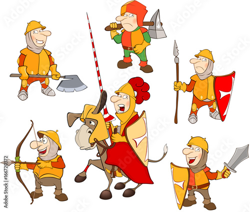 Set of  Cartoon Illustration. A Cute Knights for you Design