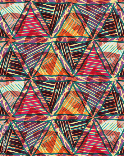 Triangles red brown striped on texture