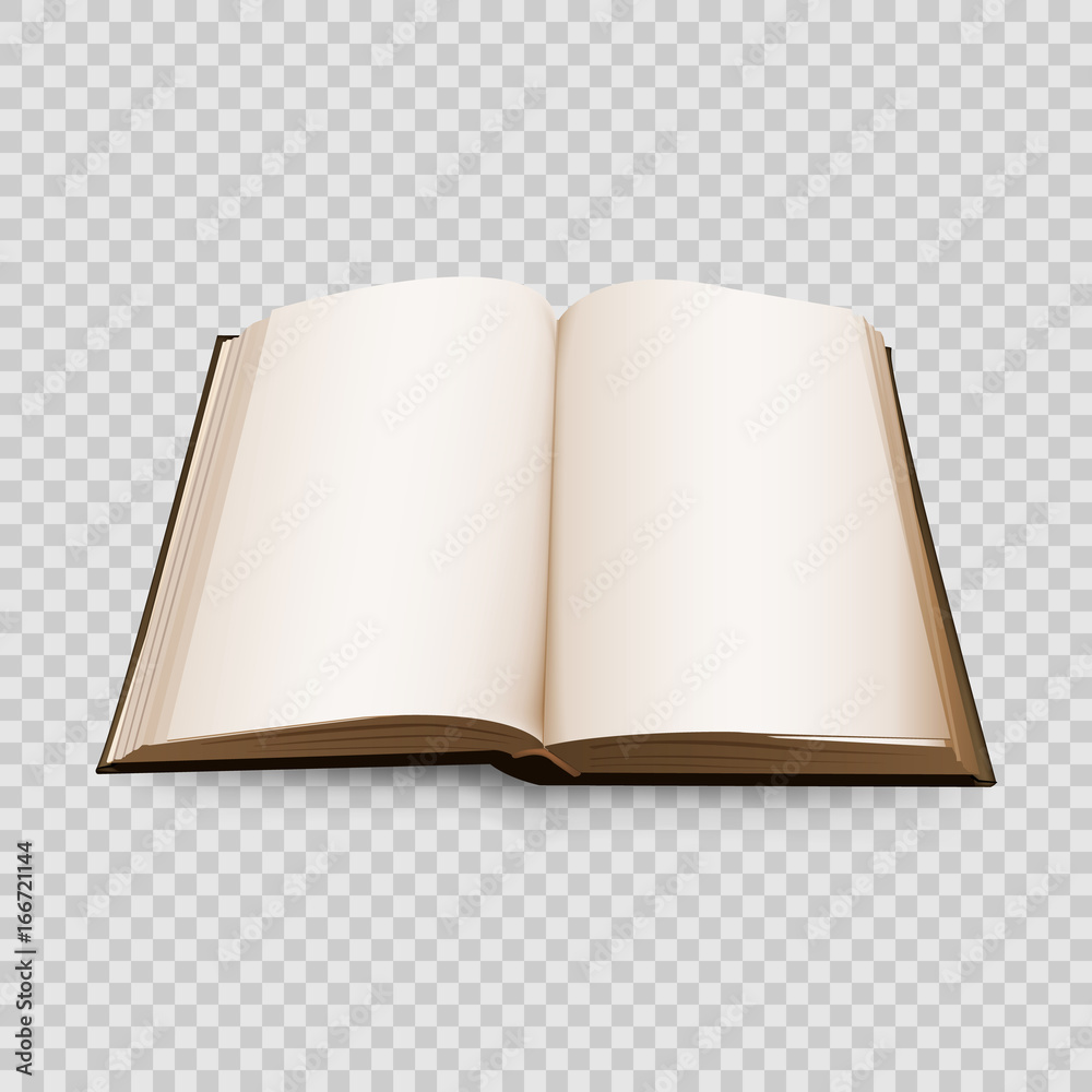 Open Book 3d isolated on transparent background. Vector illustration.