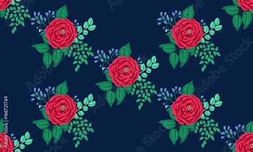 Seamless pattern in small cute flowers of antique roses and branches. Chabby chic millefleurs. Floral background for textile  wallpaper  pattern fills  covers  surface  print  gift wrap  scrapbooking 
