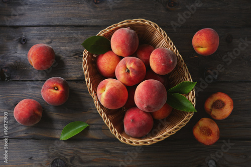Basket of Fresh Peaches