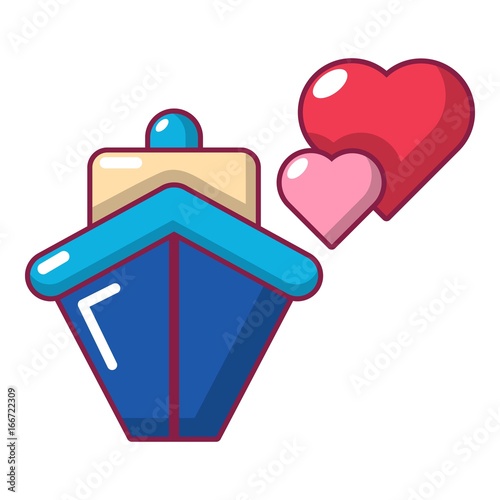 Travel journey honeymoon trip icon, cartoon style