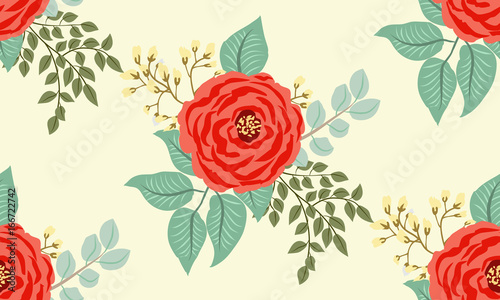 Seamless pattern in small cute flowers of antique roses and branches. Chabby chic millefleurs. Floral background for textile, wallpaper, pattern fills, covers, surface, print, gift wrap, scrapbooking,