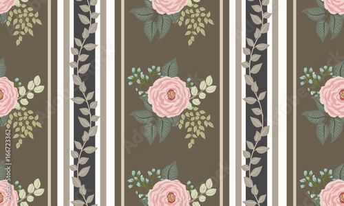 Seamless pattern in small cute flowers of antique roses and branches. Chabby chic millefleurs. Floral background for textile, wallpaper, pattern fills, covers, surface, print, gift wrap, scrapbooking, photo