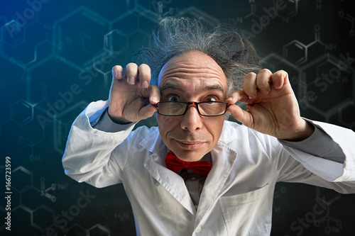 crazy scientist with glasses