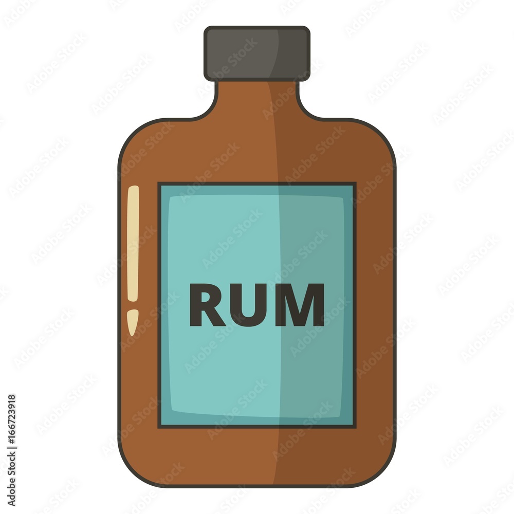 Bottle of rum icon, cartoon style