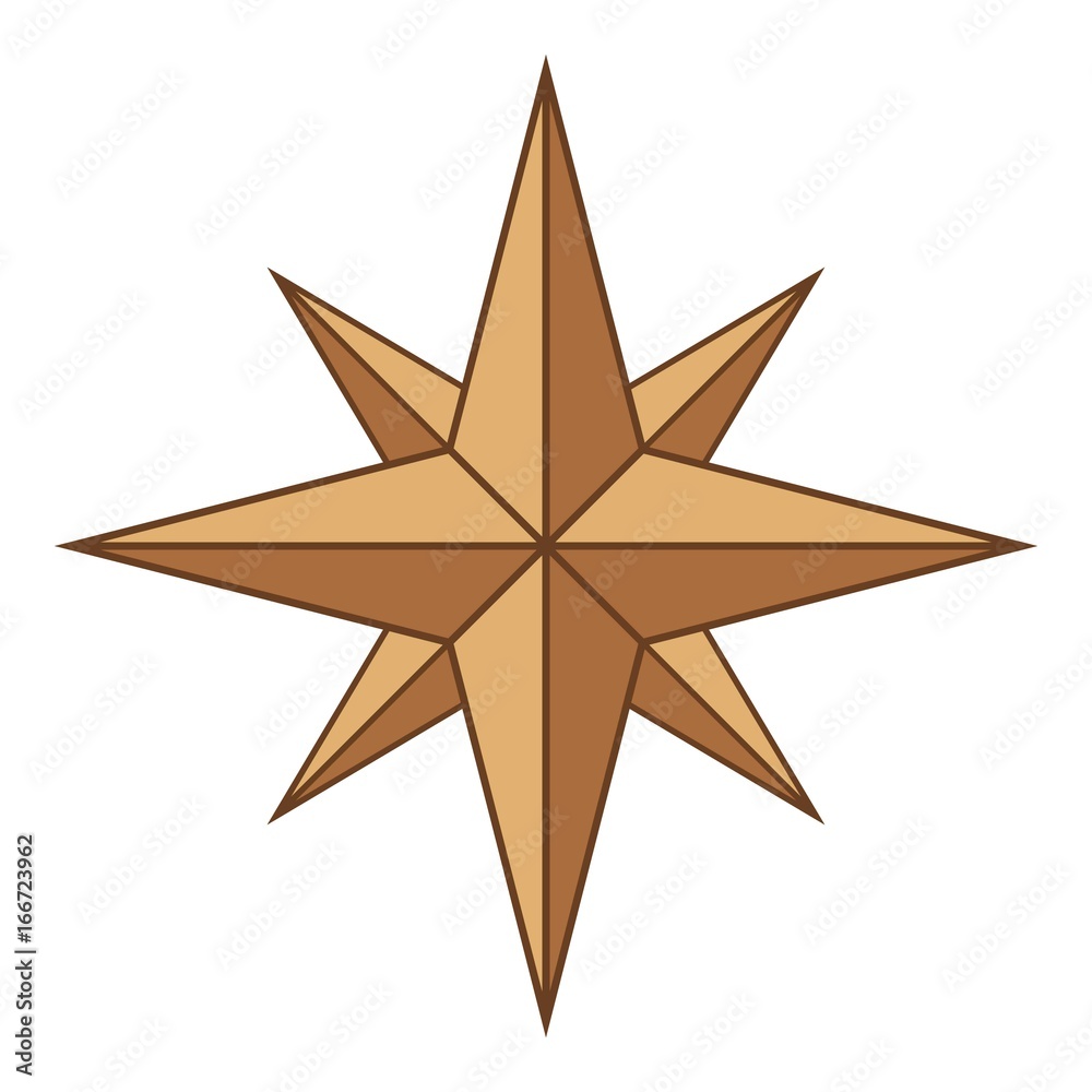 Ancient sign of wind rose icon, cartoon style Ancient sign of wind rose icon, cartoon style
