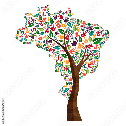 Brazil hand print tree symbol for world help