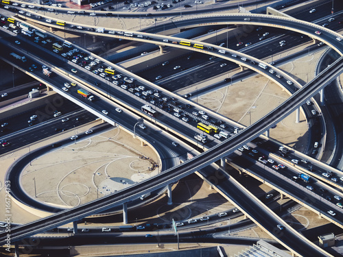 Aerial view of highway road intersections