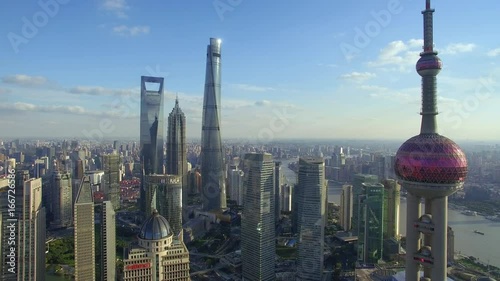 Aerial view of Lujiazui(The bund) in Shanghai