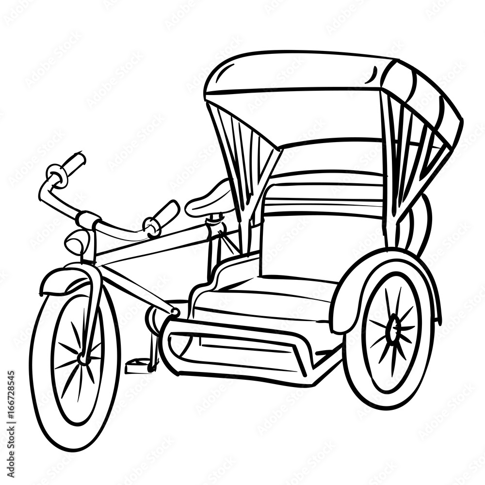 Hand drawing of Tricycle-Vector Illustration Hand drawing of Tricycle-Vector Illustration