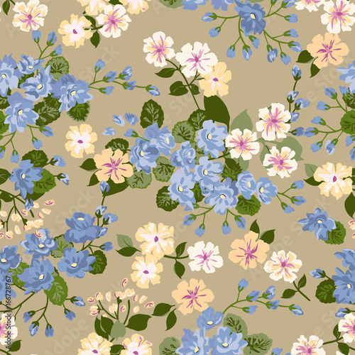Simple gentle pattern in small-scale flower. Millefleurs. Liberty style. Floral seamless background for textile or book covers, manufacturing, wallpapers, print, gift wrap and scrapbooking.