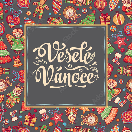 Vesele Vanoce Lettering composition Czech language