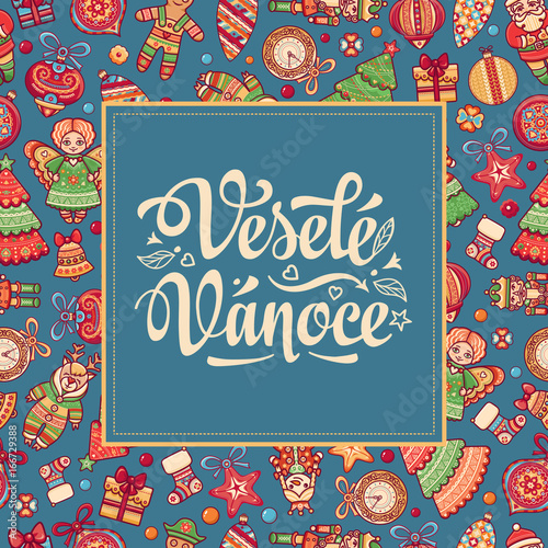 Vesele Vanoce Lettering composition Czech language