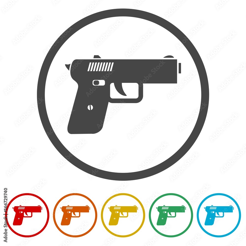Gun icons set illustration 