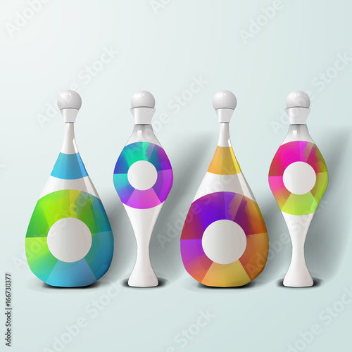 Mockup template for branding and product designs. Isolated realistic plastic bottles with unique geometric design. Easy to use for advertising branding and marketing.