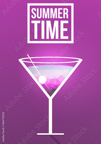 Minimal Summer Cocktail Flyer - Vector Illustration.