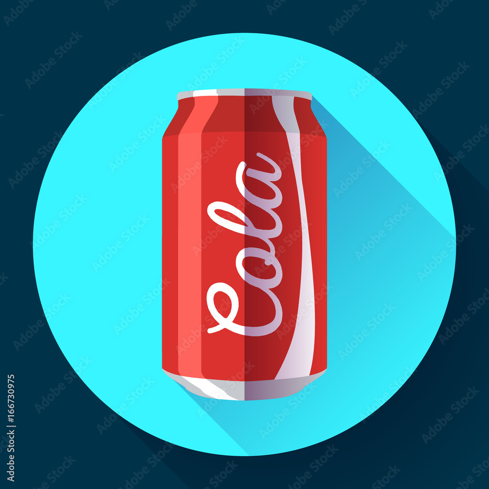Flat cola can soda can vector illustration Cola can vector icon. Flat cola can soda can vector illustration Cola can vector icon.