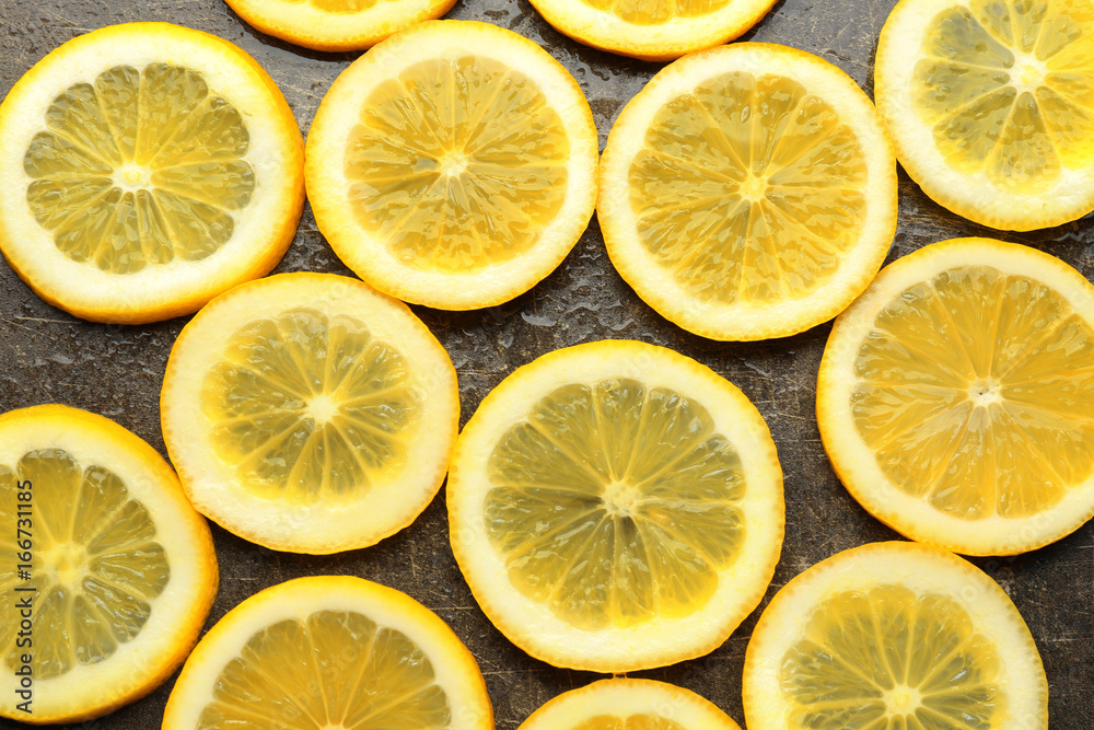 Delicious juicy sliced lemon, closeup
