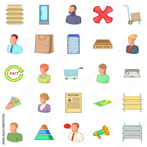 Financial officer icons set, cartoon style