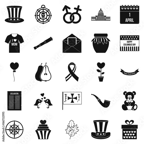 Menology icons set, simple style photo