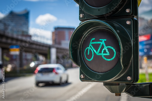 Green traffic light for bicycles