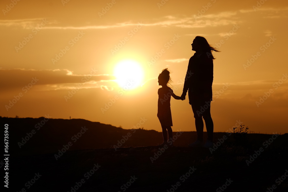 Silhouette Child Mother