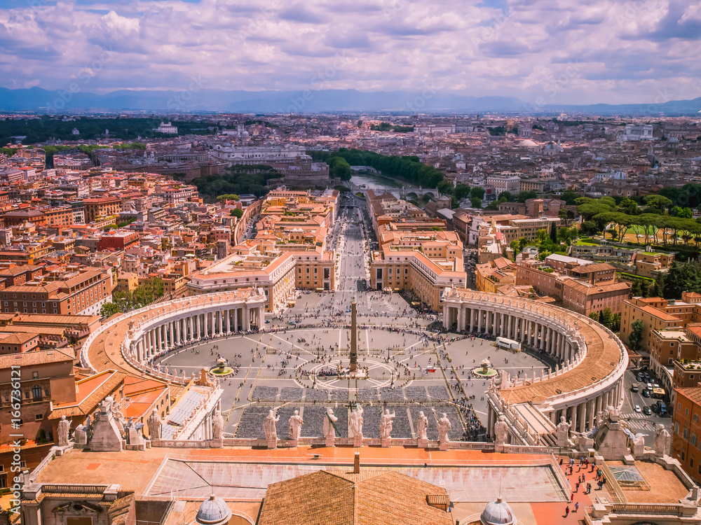 Aerial view of St.Peter's Square, Vatican City, Rome, Italy.Piazza Pietro.