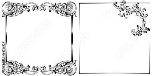 Set of vintage border frame engraving with retro ornament pattern in antique baroque style decorative design. Vector