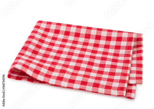 Picnic red clothes folded isolated.
