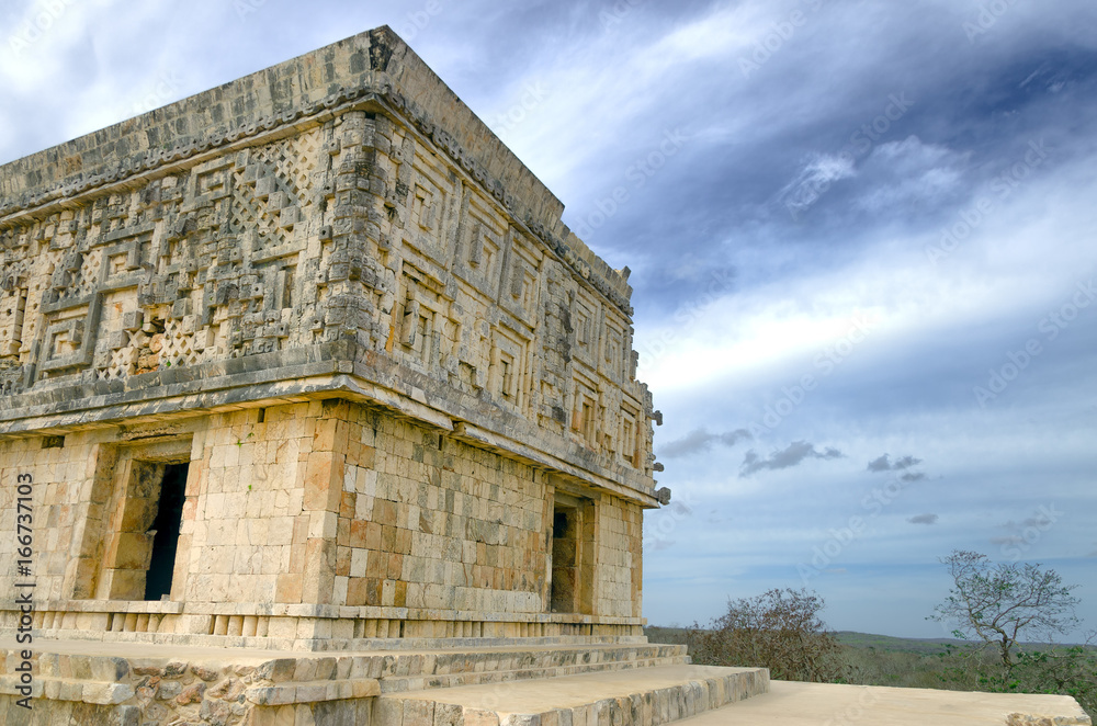 Corner of the Governor's Palace in Uxmal Ruins