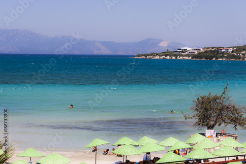 Panorama on a beach of Cesme (Izmir - Turkey)