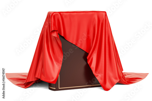 Εκτύπωση καμβά Book covered red cloth, presentation of new book concept