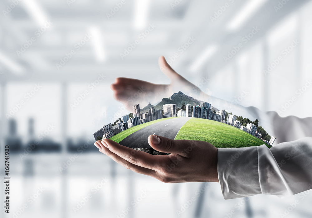 Modern eco friendly city and ecology concepts.