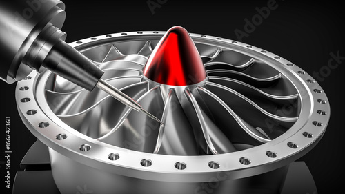 Canvas Print Milling aluminum turbine in five axis CNC machine