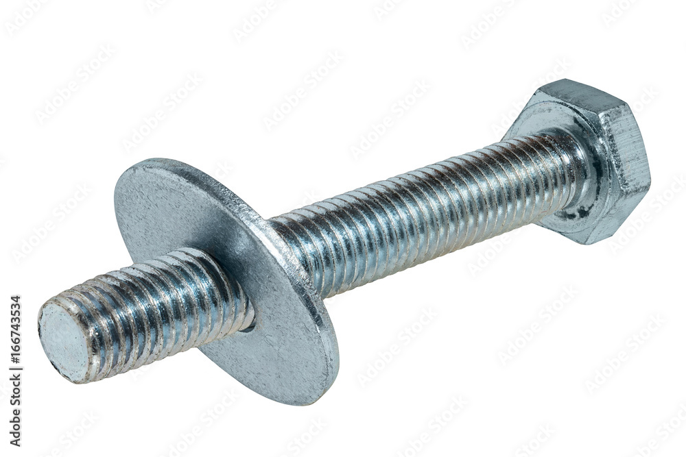 Bolt with washer isolated on white background Bolt with washer isolated on white background