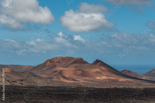 Volcanic crater and ancient basalitc lava flows, Lanzarote, Canary Islands