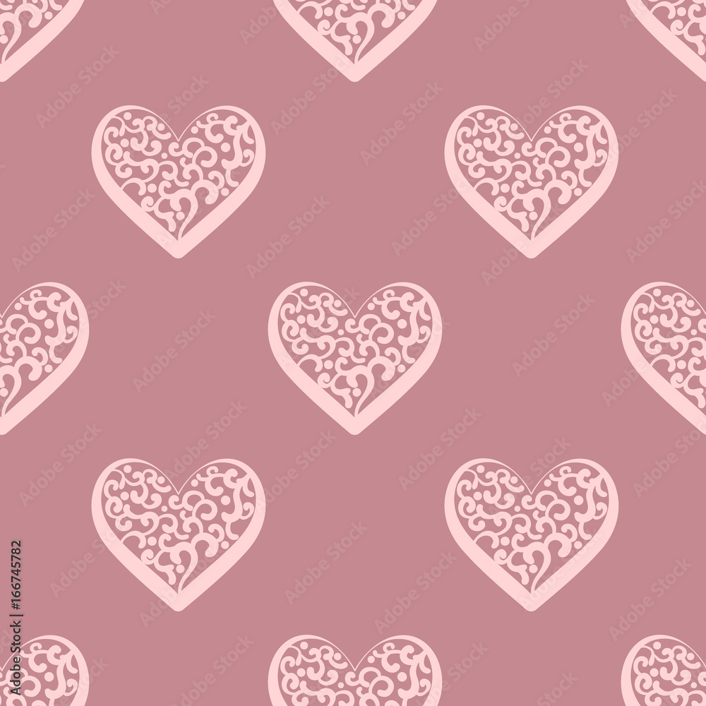  Background for Valentines day, wedding invitation. Seamless pattern  with hand drawn hearts. Design  for greeting card, scrapbook