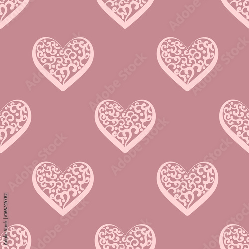  Background for Valentines day, wedding invitation. Seamless pattern with hand drawn hearts. Design for greeting card, scrapbook