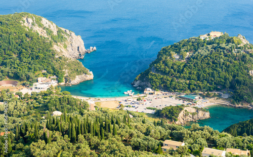 view on amazing beach in Paleokastritsa on Corfu island, Greece