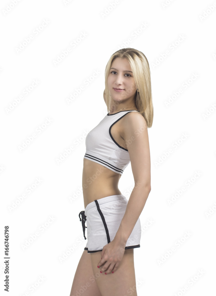Young woman is engaged in fitness and yoga.
