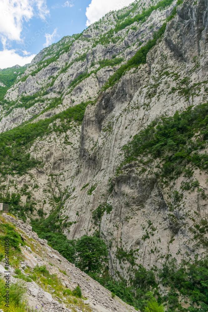 Steep mountain slopes in the canyons along the river Moraca.