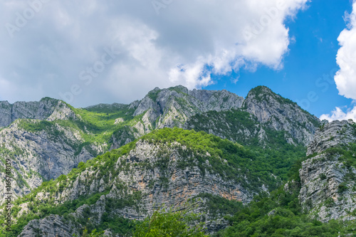 Steep mountain slopes in the canyons along the river Moraca.
