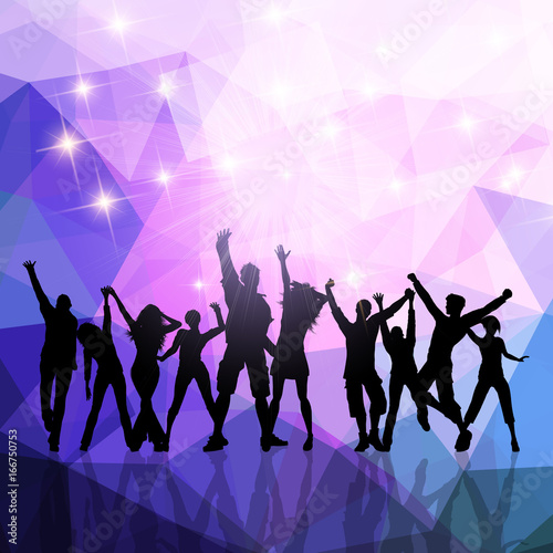 Party crowd on a low poly background