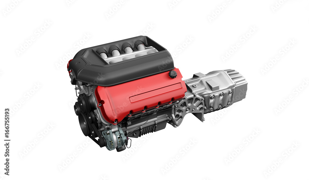 Engine with gearbox on white Engine with gearbox on white
