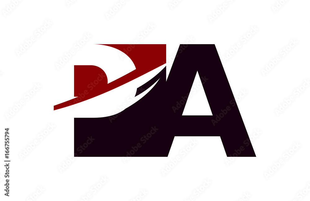 PA Red Negative Space Square Swoosh Letter Logo PA Red Negative Space Square Swoosh Letter Logo