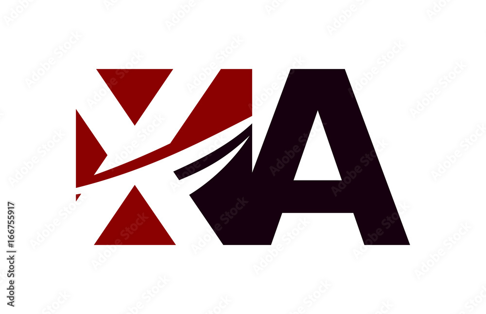 XA Red Negative Space Square Swoosh Letter Logo XA Red Negative Space Square Swoosh Letter Logo