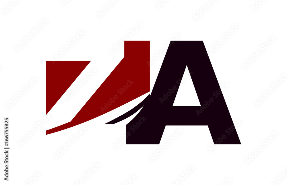 ZA Red Negative Space Square Swoosh Letter Logo ZA Red Negative Space Square Swoosh Letter Logo