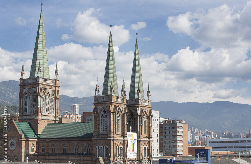 Medellin, Antioquia / Colombia - August 03, 2017. Church of Our Lady of Perpetual Help. Neogothic style Medellin, Antioquia / Colombia - August 03, 2017. Church of Our Lady of Perpetual Help. Neogothic style
