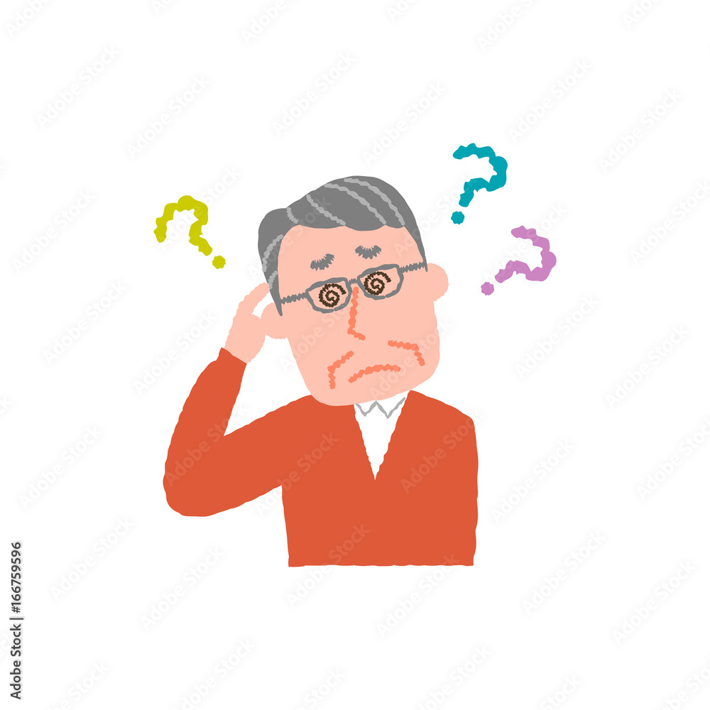 vector illustration of an elderly man who have forgotten vector illustration of an elderly man who have forgotten